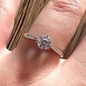 1Ct Solitaire Platinum‎ 925 Simulated Diamond Engagement Wedding Ring, Size 8